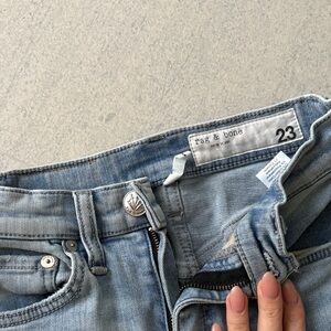 Rag & Bone High Rise Denim Jeans in Light Blue